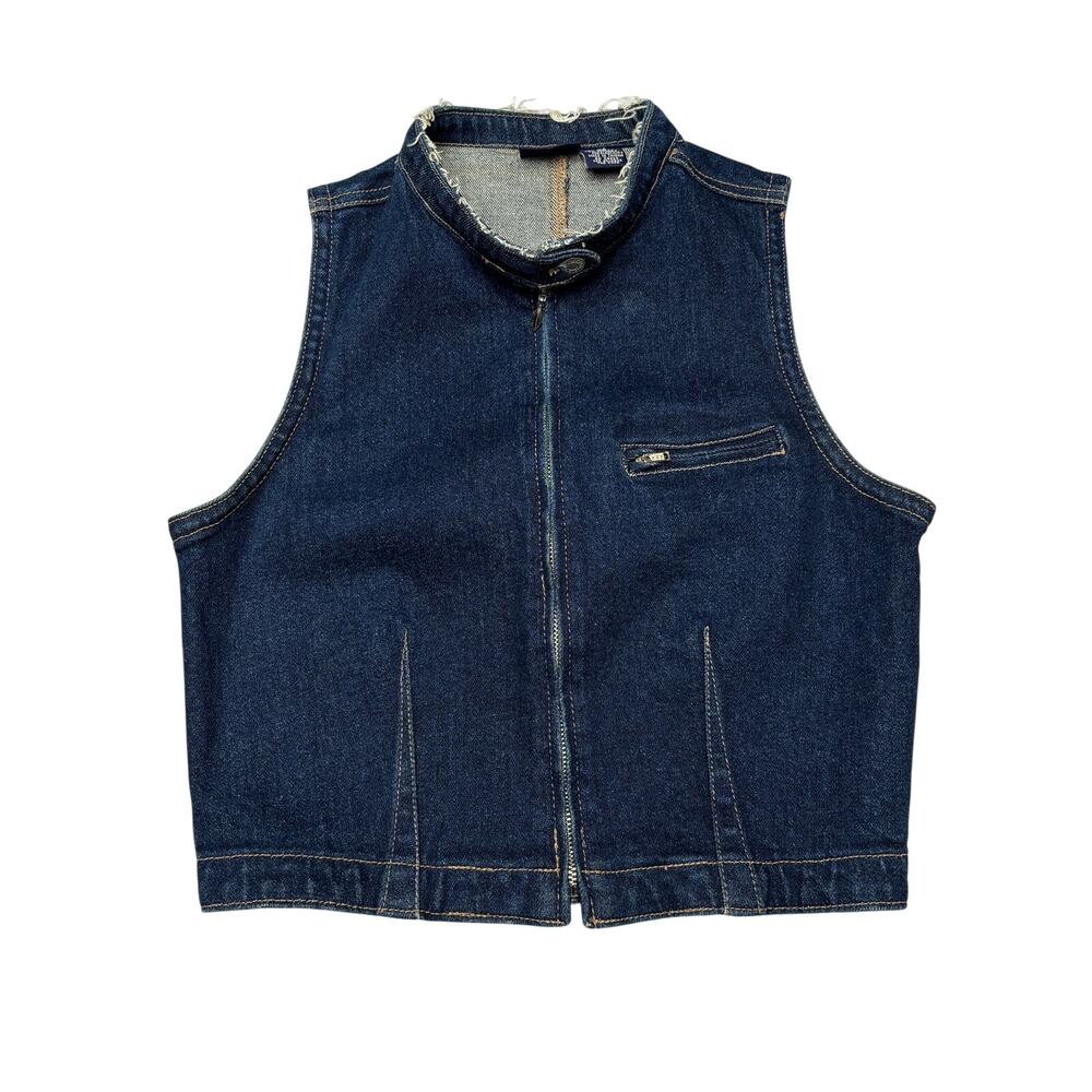Vintage 90s Gap Denim Moto Vest Women's XS Y2K Biker Streetwear